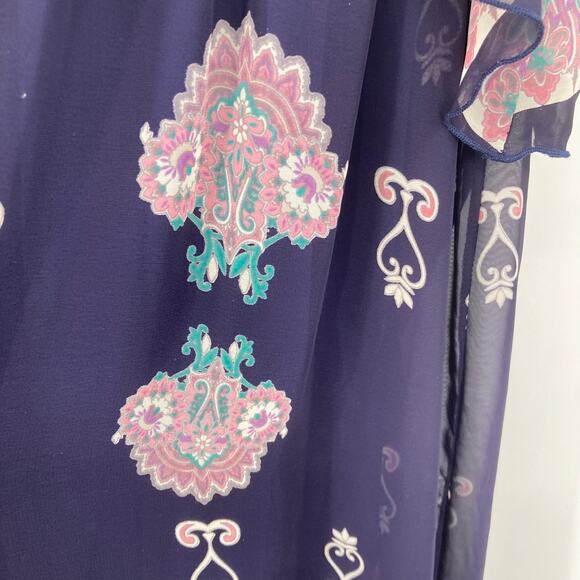 Agaci Boho Strappy Navy Maxi Dress Vacation Beach Women’s Medium - Picture 10 of 14